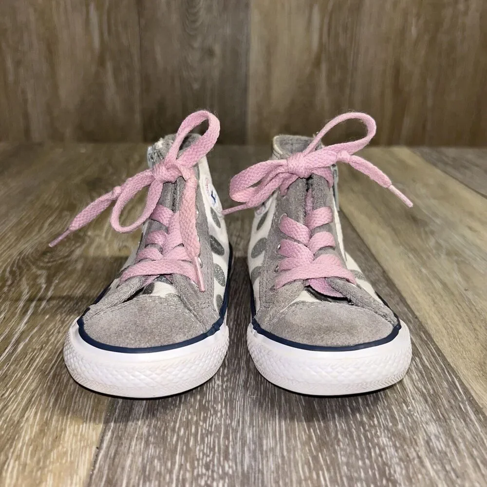 Converse Chuck Taylor Polka Dot White Gray Glitter Infant Youth US Size 6 Shoes